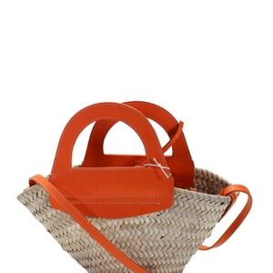 Hereu Mini Cabas Straw Tote Tangerine